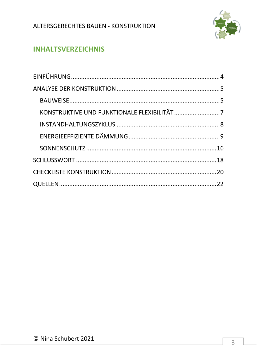 Broschüre Altersgerechtes Bauen - Konstruktion